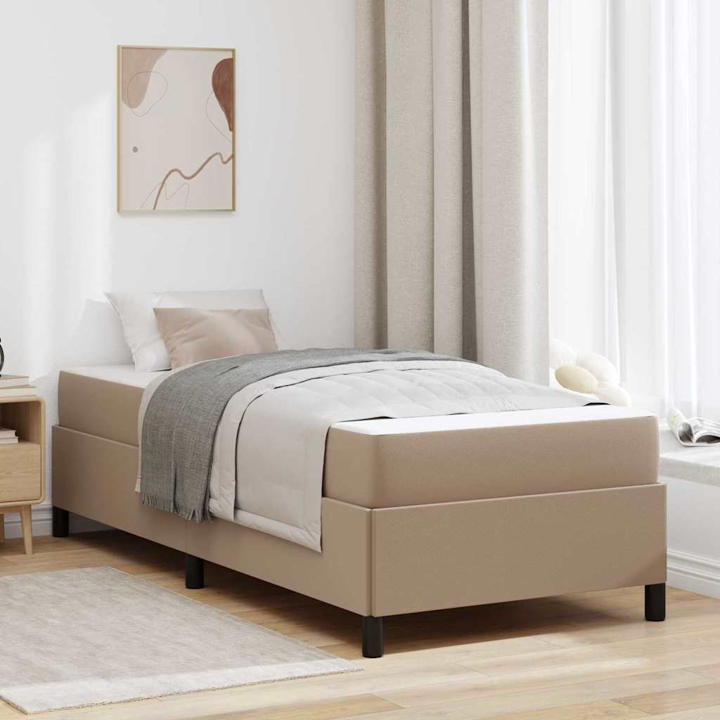 vidaXL Cadru de pat cu saltea Cappuccino 90 x 190 cm Piele artificială