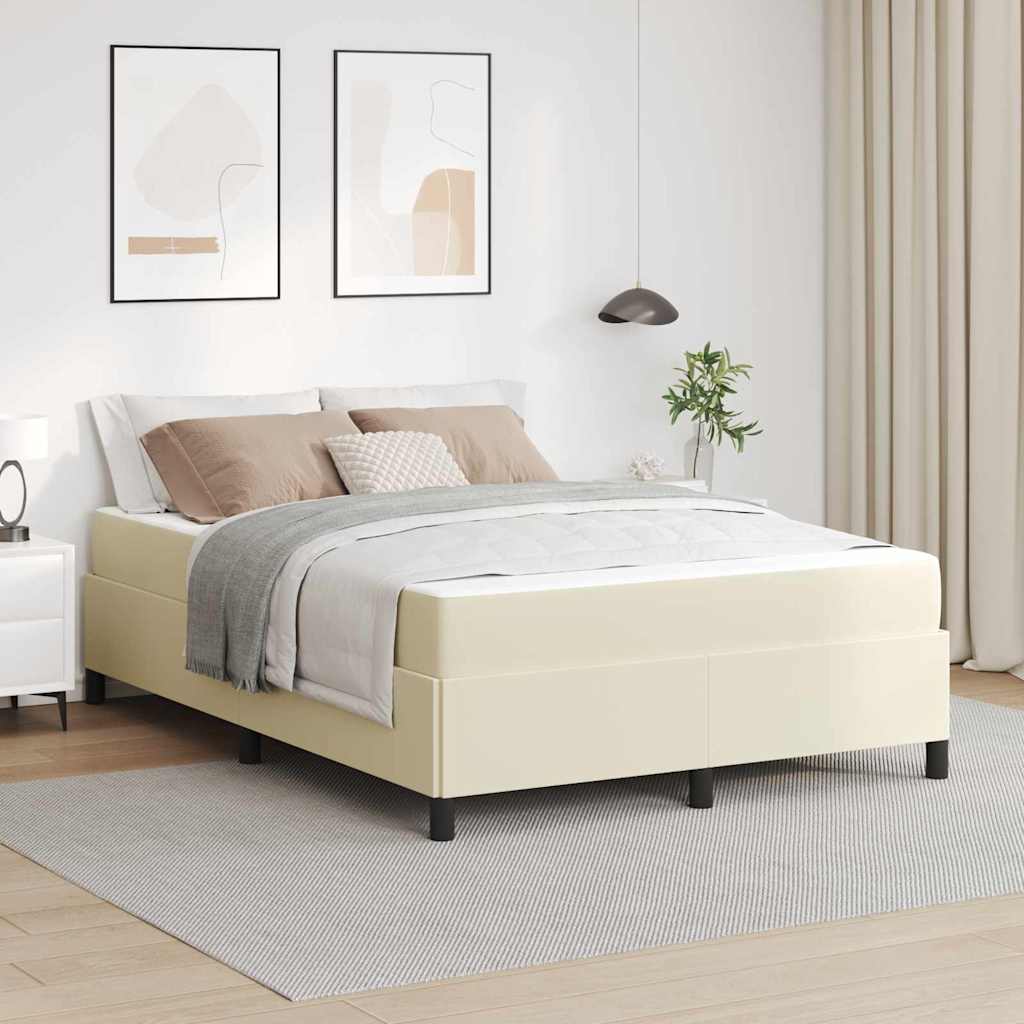 vidaXL Cadru de pat cu saltea Crem 140 x 200 cm țesătură