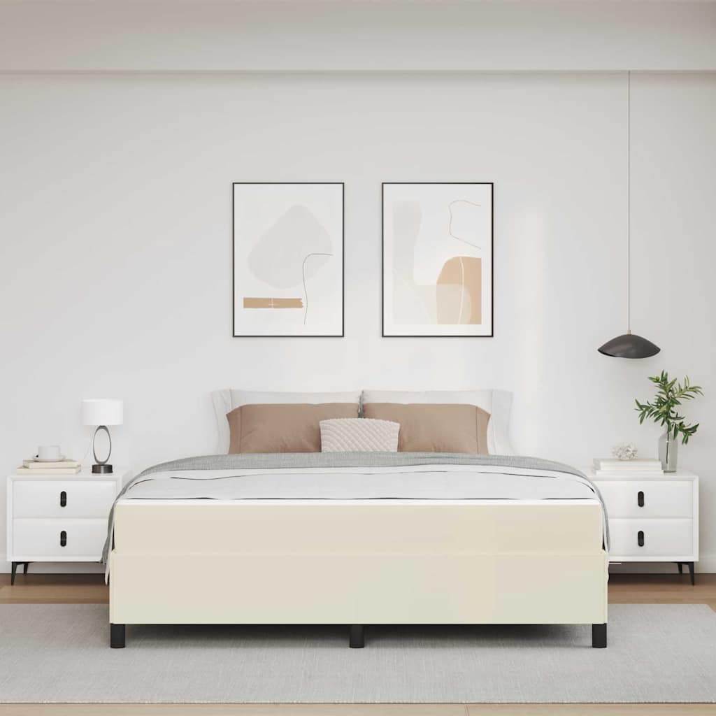 Konstrukcija postelje z vzmetnico krema 180 x 200 cm blago - slika 3