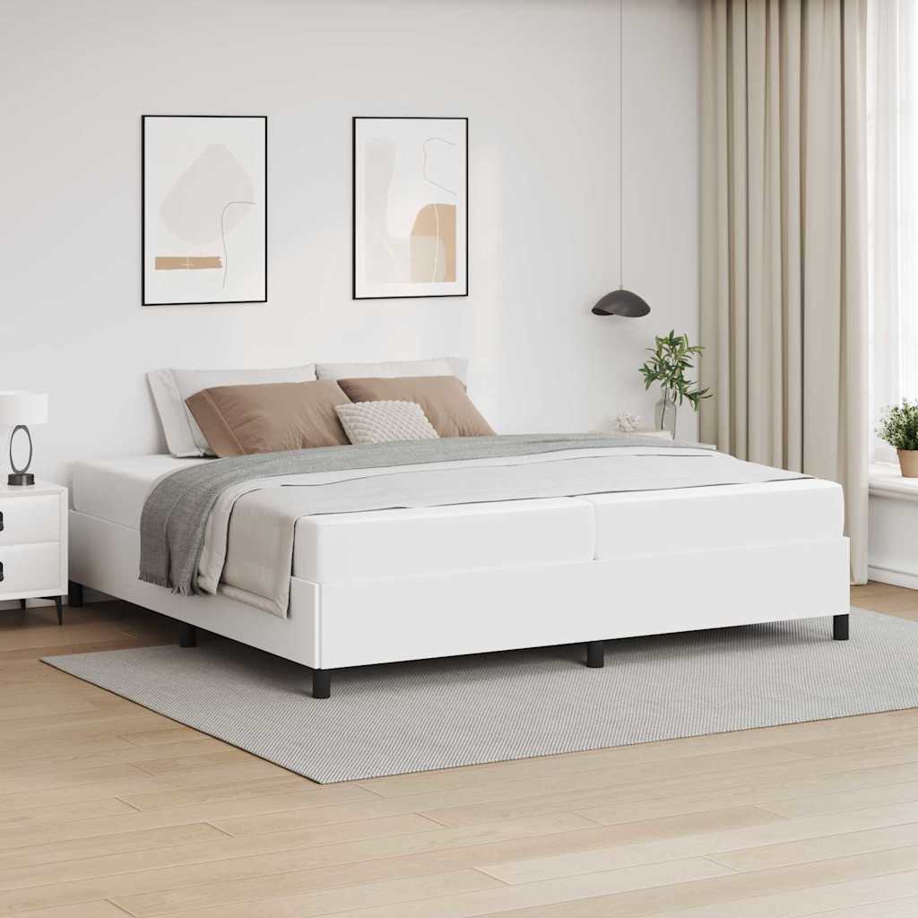 Voodiraam madratsiga Valge 200 x 200 cm Kunstnahk