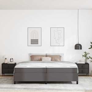 Rám postele s matrací Šedá 200 x 200 cm textil - obrázek 3