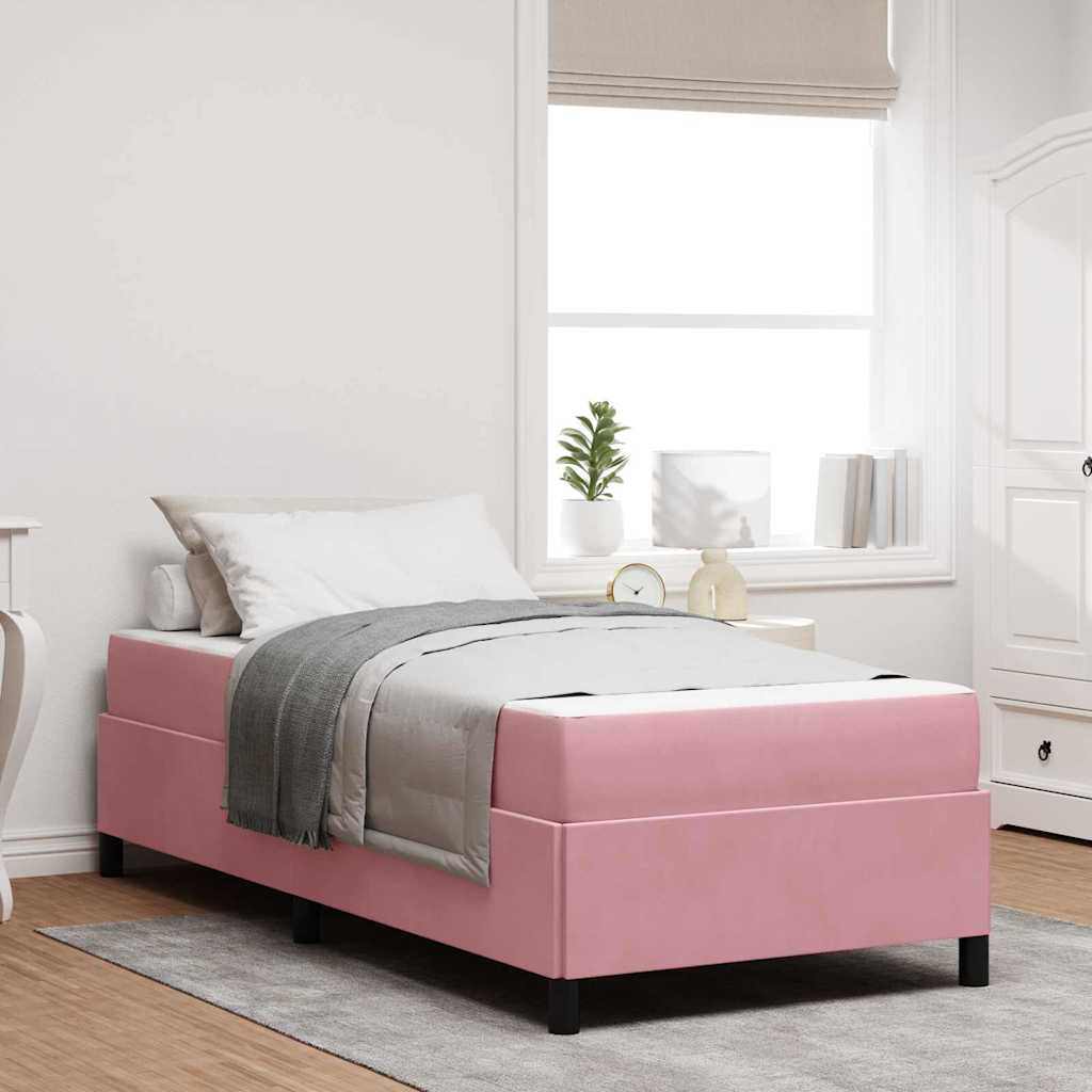 vidaXL Cadru de pat cu saltea Roz și alb 80 x 200 cm Catifea