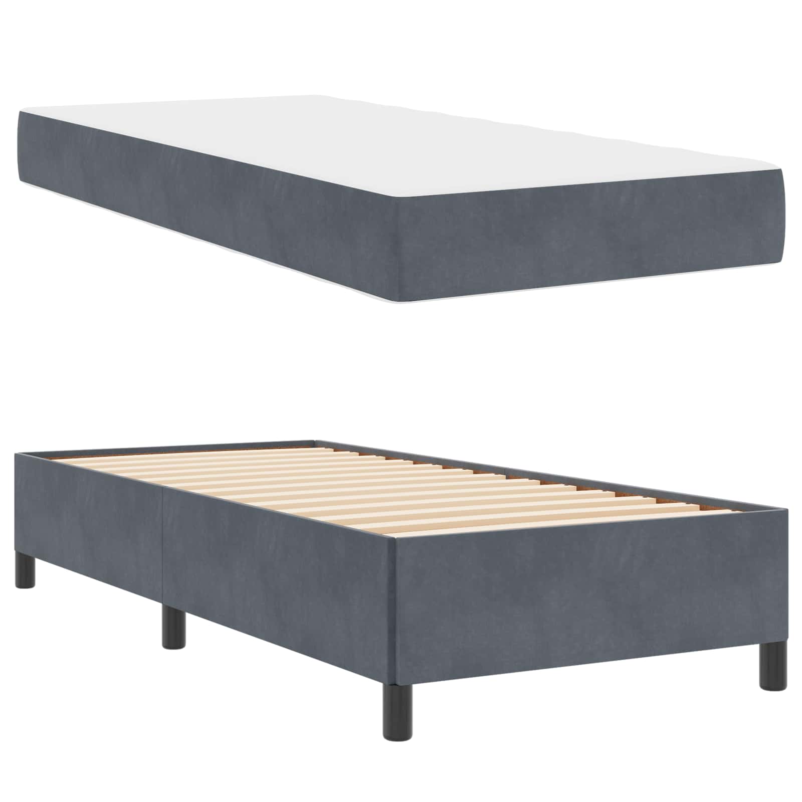 Bedframe Anders Wit en lichtgrijs 90 x 190 cm Fluweel | luizaXL | Dé meubelwinkel voor elk interieur Bedframe Anders Wit en lichtgrijs 90 x 190 cm Fluweel - Afbeelding 5
