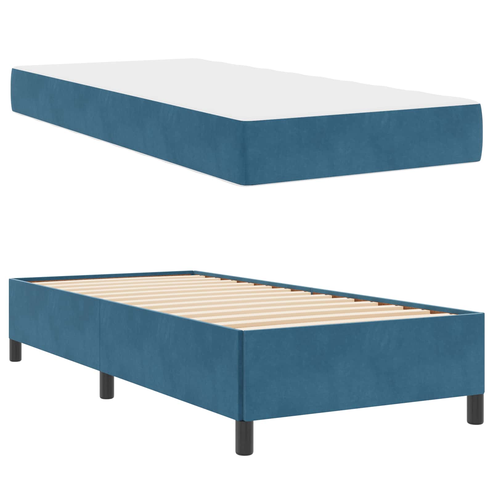 Bedframe Anders Donkerblauw en wit 90 x 190 cm Fluweel | luizaXL | Dé meubelwinkel voor elk interieur Bedframe Anders Donkerblauw en wit 90 x 190 cm Fluweel - Afbeelding 2
