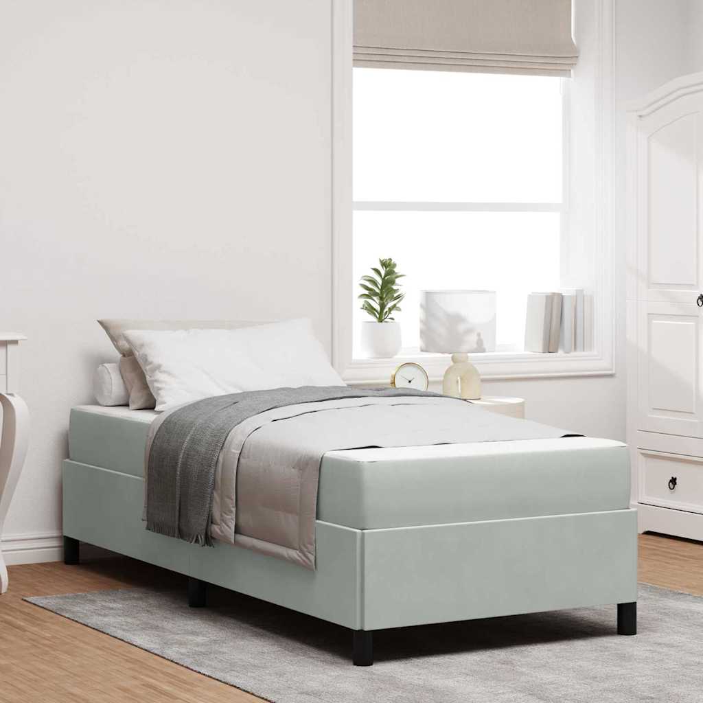 Rám postele Iný Biely a svetlo šedý 90 x 200 cm Zamat 3399036