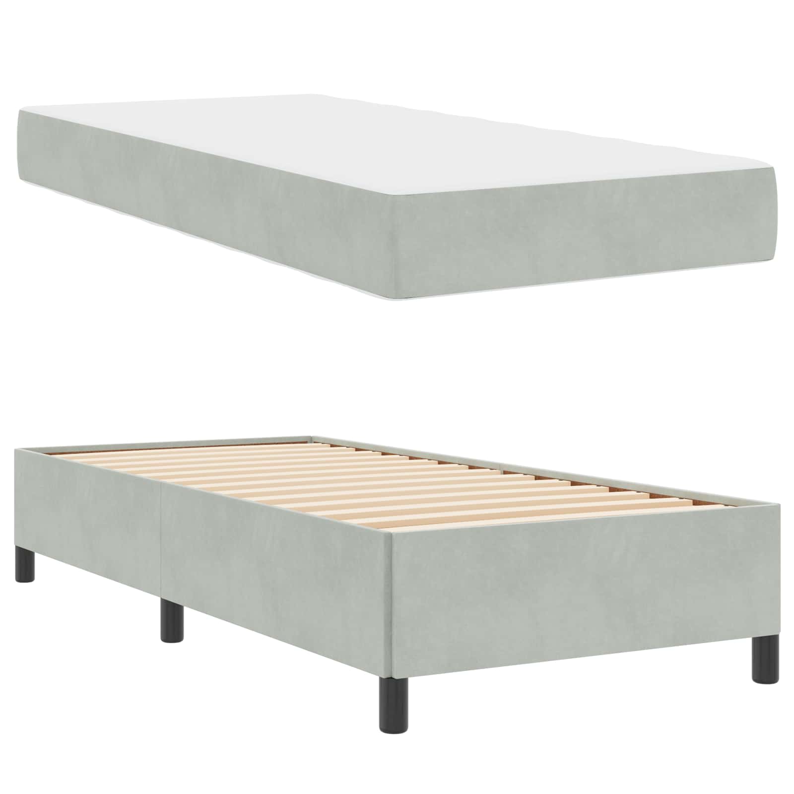 Bedframe Anders Wit en lichtgrijs 90 x 200 cm Fluweel | luizaXL | Dé meubelwinkel voor elk interieur Bedframe Anders Wit en lichtgrijs 90 x 200 cm Fluweel - Afbeelding 5
