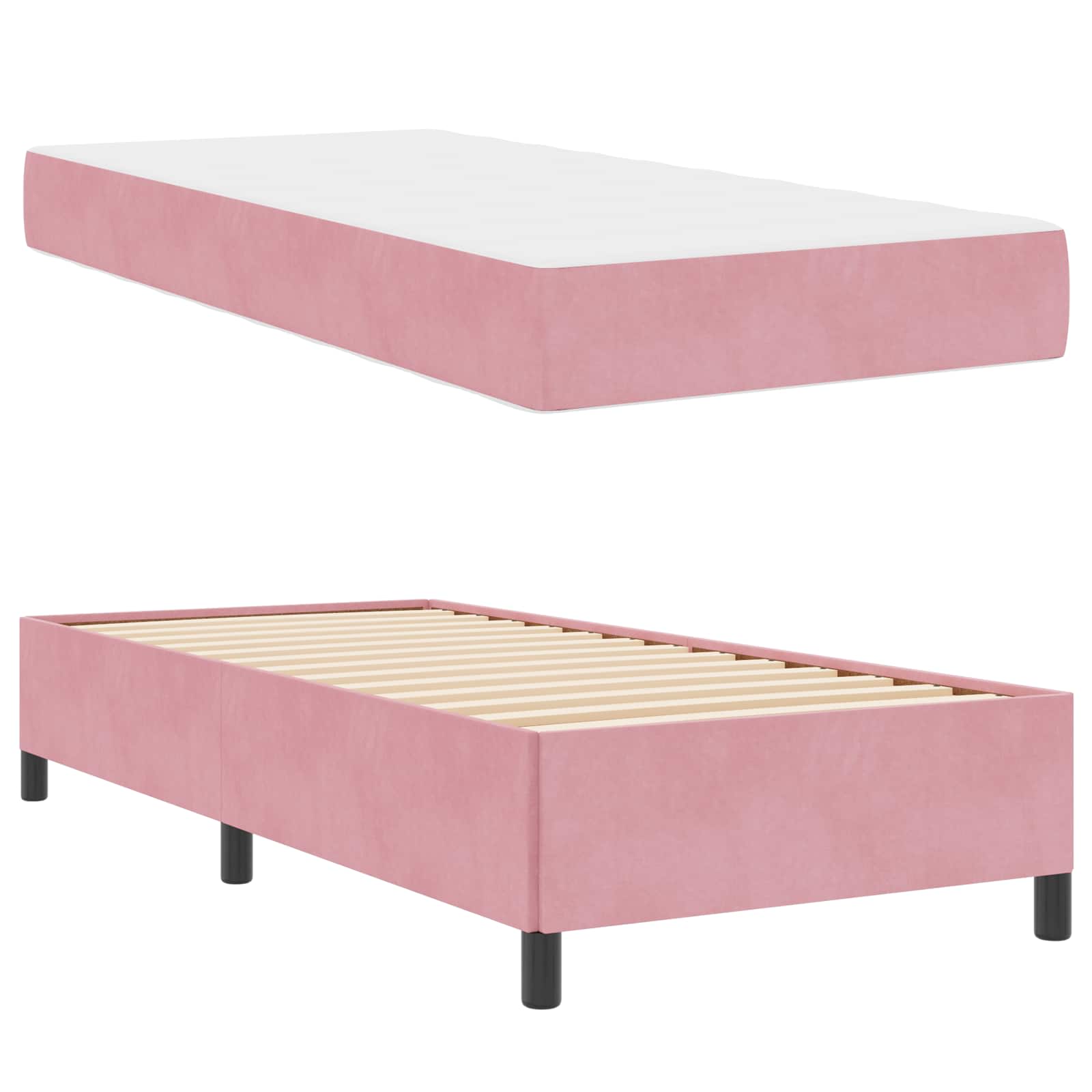 Bedframe Anders Roze en wit 90 x 200 cm Fluweel | luizaXL | Dé meubelwinkel voor elk interieur Bedframe Anders Roze en wit 90 x 200 cm Fluweel - Afbeelding 5