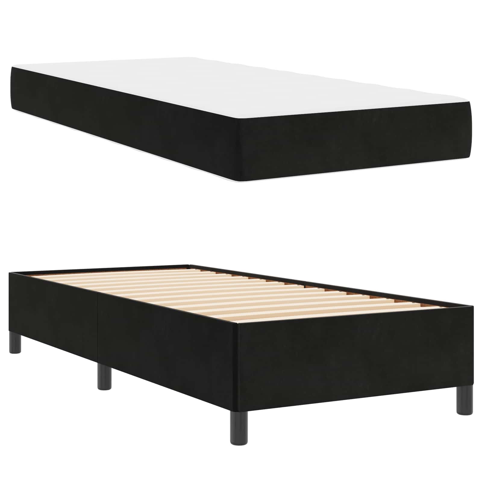 Bedframe Anders Zwart en Wit en Zwart 100 x 200 cm Fluweel | luizaXL | Dé meubelwinkel voor elk interieur Bedframe Anders Zwart en Wit en Zwart 100 x 200 cm Fluweel - Afbeelding 5