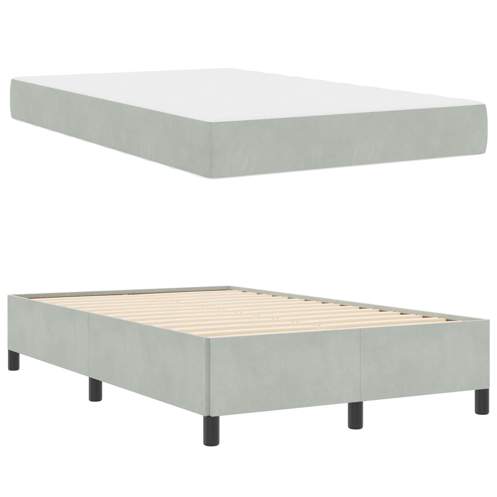 Bedframe Anders Wit en lichtgrijs 120 x 200 cm Fluweel | luizaXL | Dé meubelwinkel voor elk interieur Bedframe Anders Wit en lichtgrijs 120 x 200 cm Fluweel - Afbeelding 5