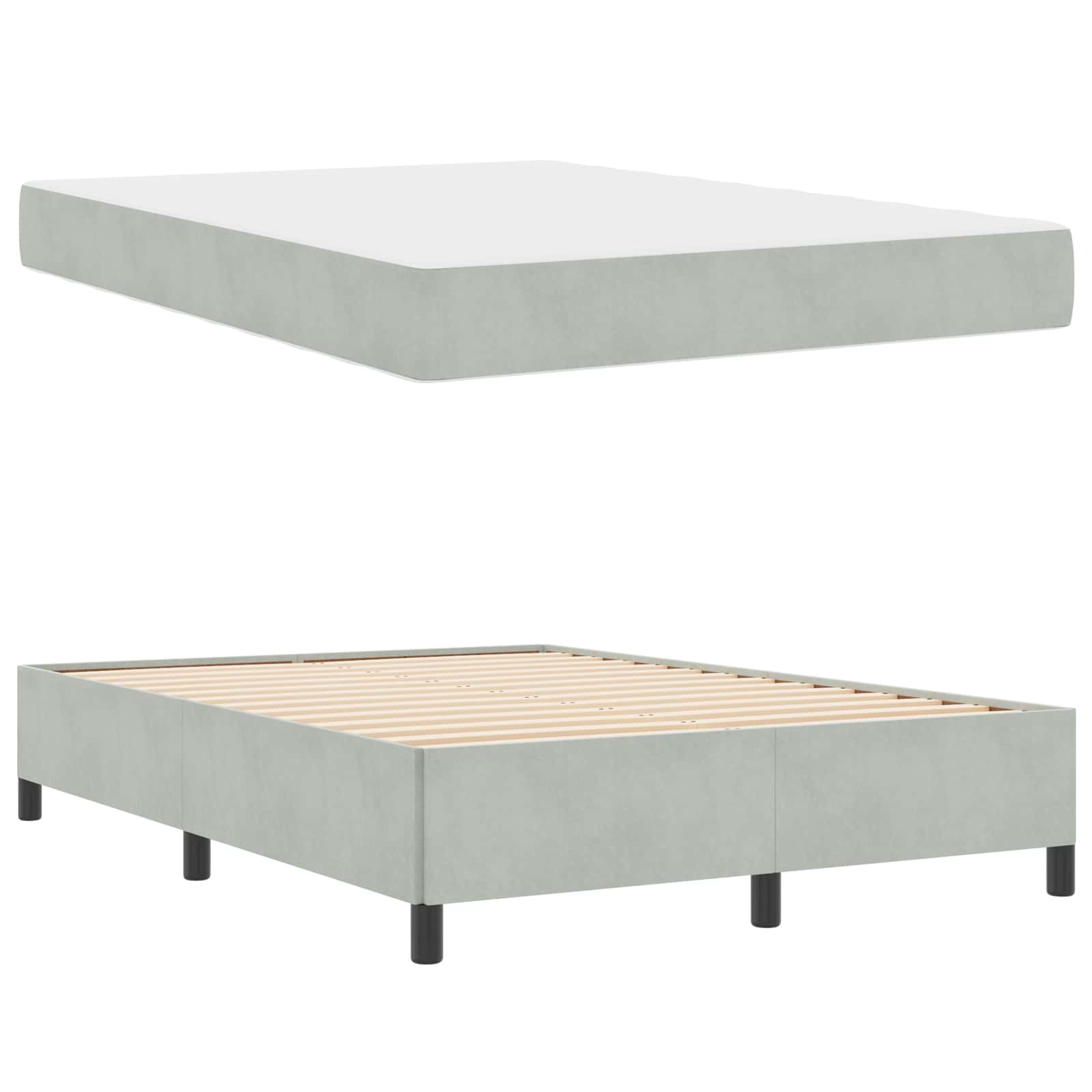Bedframe Anders Wit en lichtgrijs 140 x 190 cm Fluweel | luizaXL | Dé meubelwinkel voor elk interieur Bedframe Anders Wit en lichtgrijs 140 x 190 cm Fluweel - Afbeelding 5