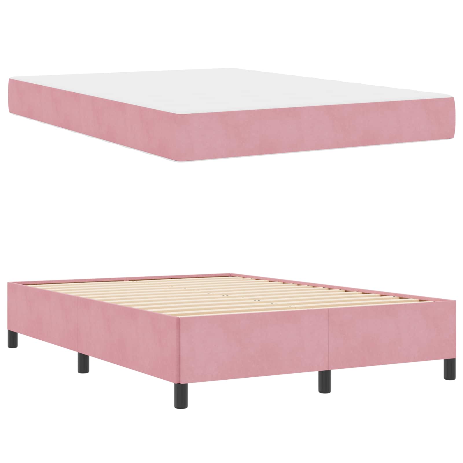 Bedframe Anders Roze en wit 160 x 200 cm Fluweel | luizaXL | Dé meubelwinkel voor elk interieur Bedframe Anders Roze en wit 160 x 200 cm Fluweel - Afbeelding 3
