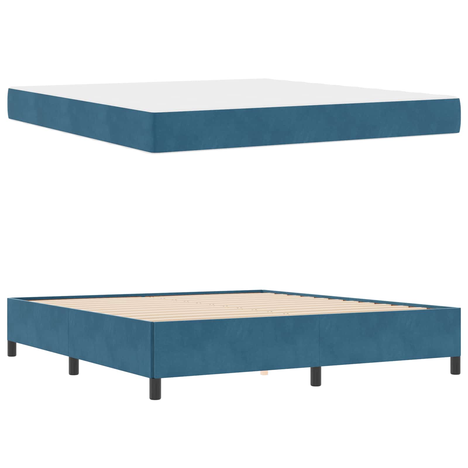 Bedframe Anders Donkerblauw en wit 180 x 200 cm Fluweel | luizaXL | Dé meubelwinkel voor elk interieur Bedframe Anders Donkerblauw en wit 180 x 200 cm Fluweel - Afbeelding 5