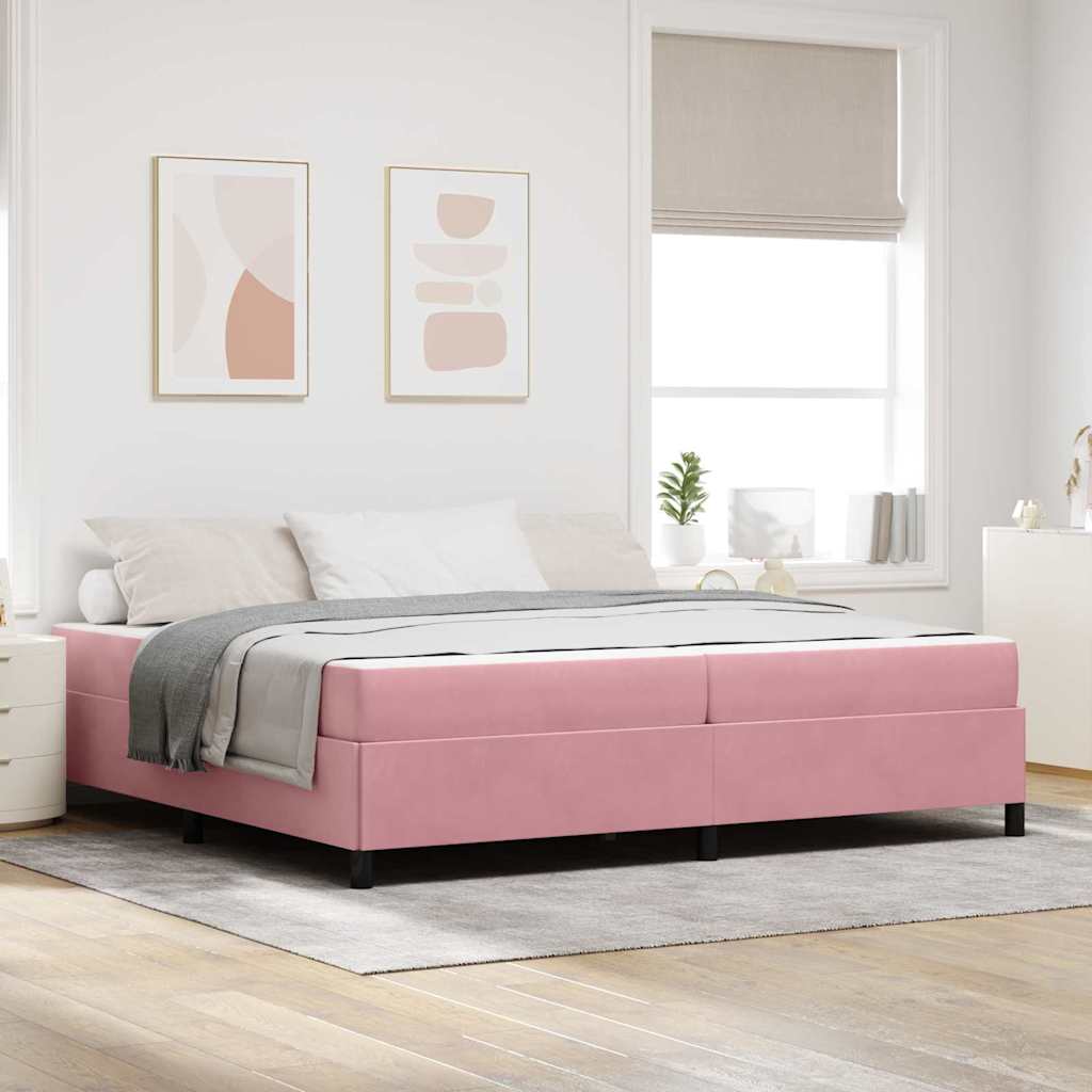 vidaXL Cadru de pat cu saltea Roz și alb 200 x 200 cm Catifea