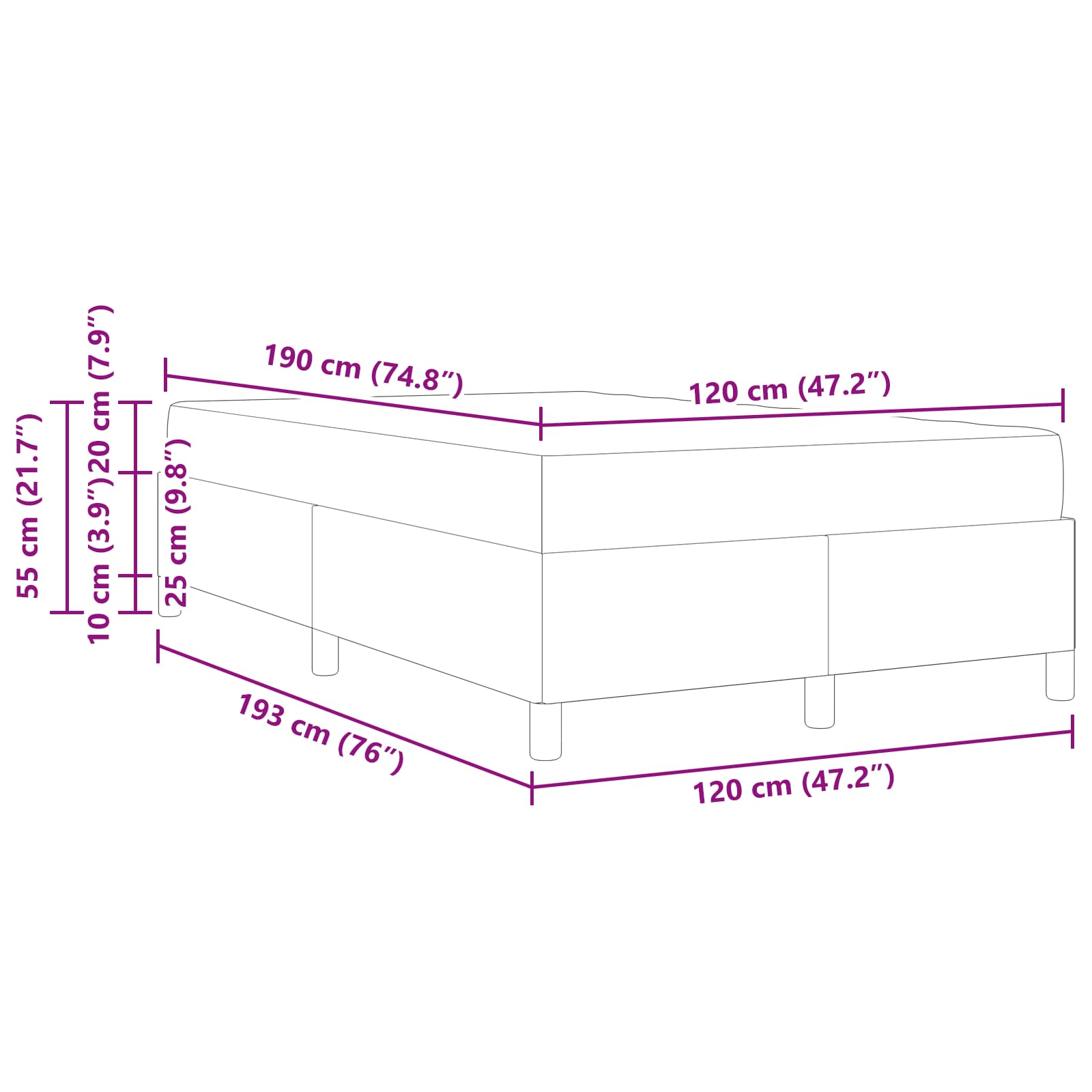 Voodi raam madratsiga Sinine 120 x 190 cm kangas 10 Kõik vajalik sinu aeda ja koju! Voodi raam madratsiga Sinine 120 x 190 cm kangas - Image 10