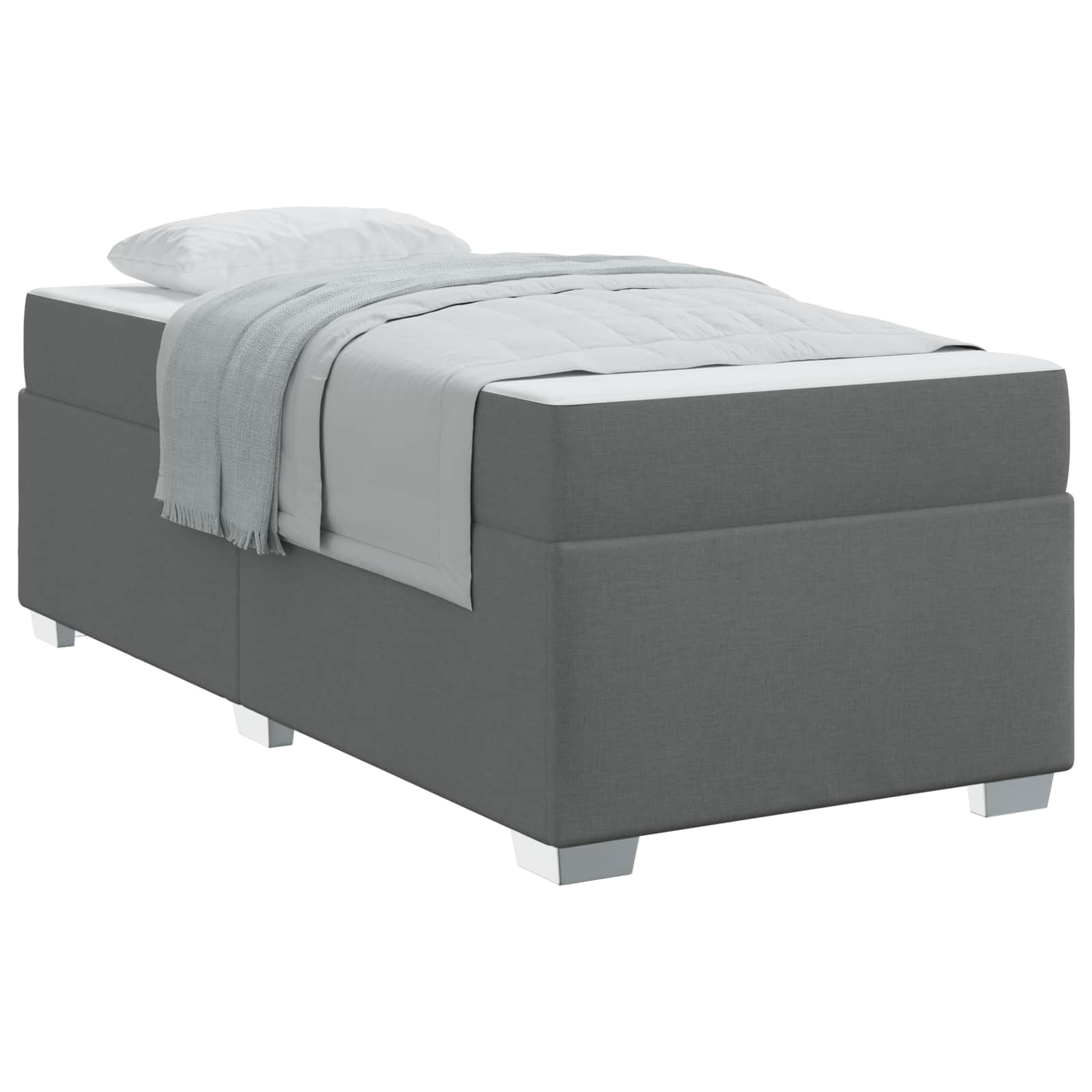vidaXL Bedframe met matras Donkergrijs 90 x 200 cm Stof grijs, foto 3