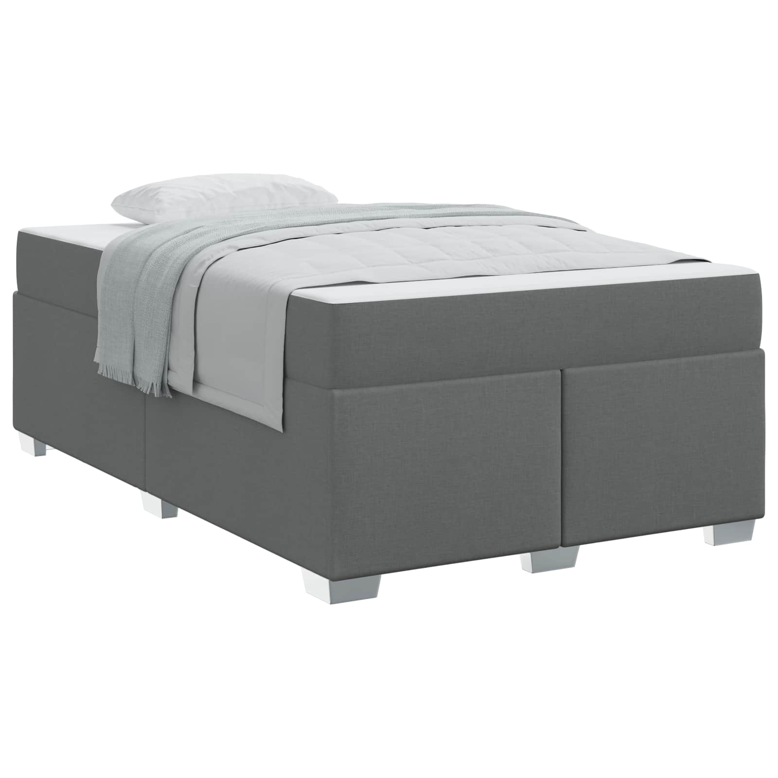 vidaXL Bedframe met matras Donkergrijs 120 x 200 cm Stof grijs, foto 3