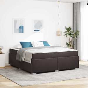Rám postele s matrací Tmavě hnědá 180 x 200 cm textil - obrázek 1