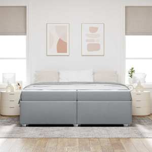 Rám postele s matrací Světle šedá 200 x 200 cm textil - obrázek 3