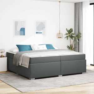 Konstrukcija postelje z vzmetnico Temno siva 200 x 200 cm blago
