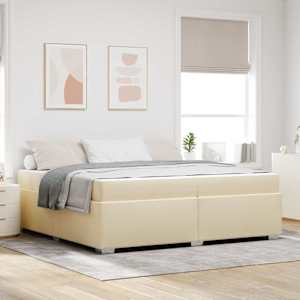 Rám postele s matrací Krémová 200 x 200 cm textil - obrázek 1