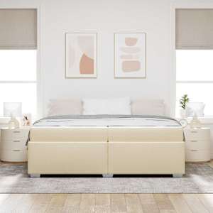 Rám postele s matrací Krémová 200 x 200 cm textil - obrázek 3