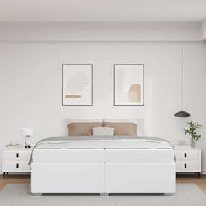 Rám postele s matrací Bílá 200 x 200 cm textil - obrázek 3