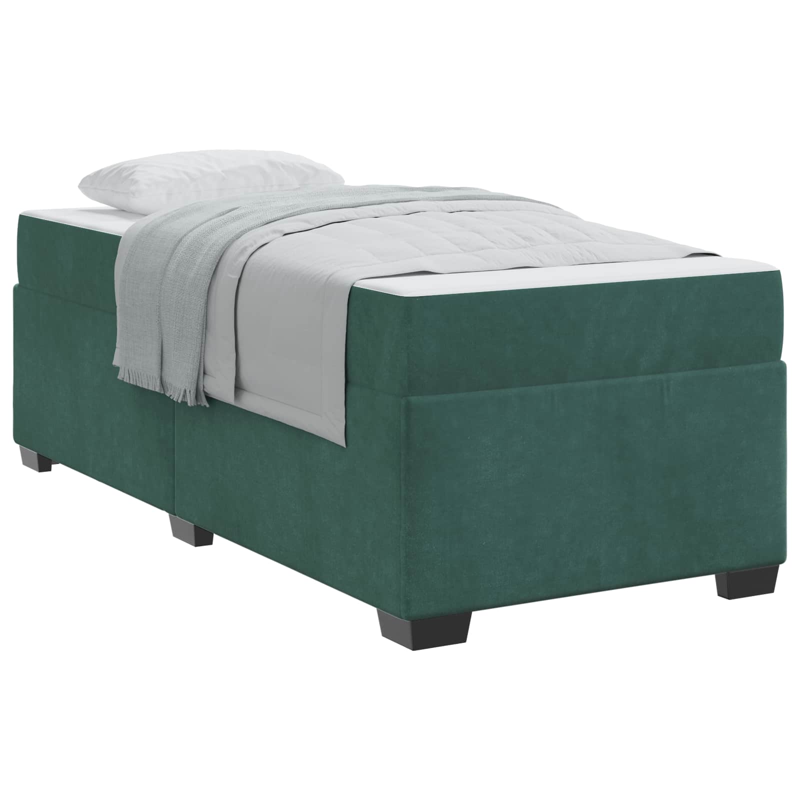 vidaXL Bedframe met matras Donkergroen 90 x 190 cm Stof groen, foto 3