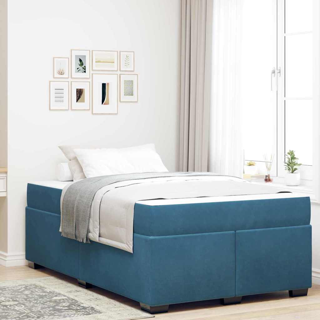 vidaXL Cadru de pat cu saltea Albastru închis 120 x 200 cm Catifea