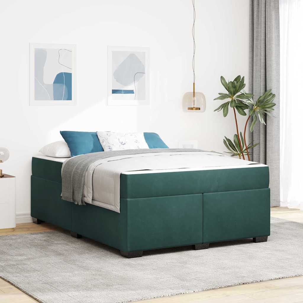vidaXL Cadru de pat cu saltea Verde închis 140 x 200 cm Catifea
