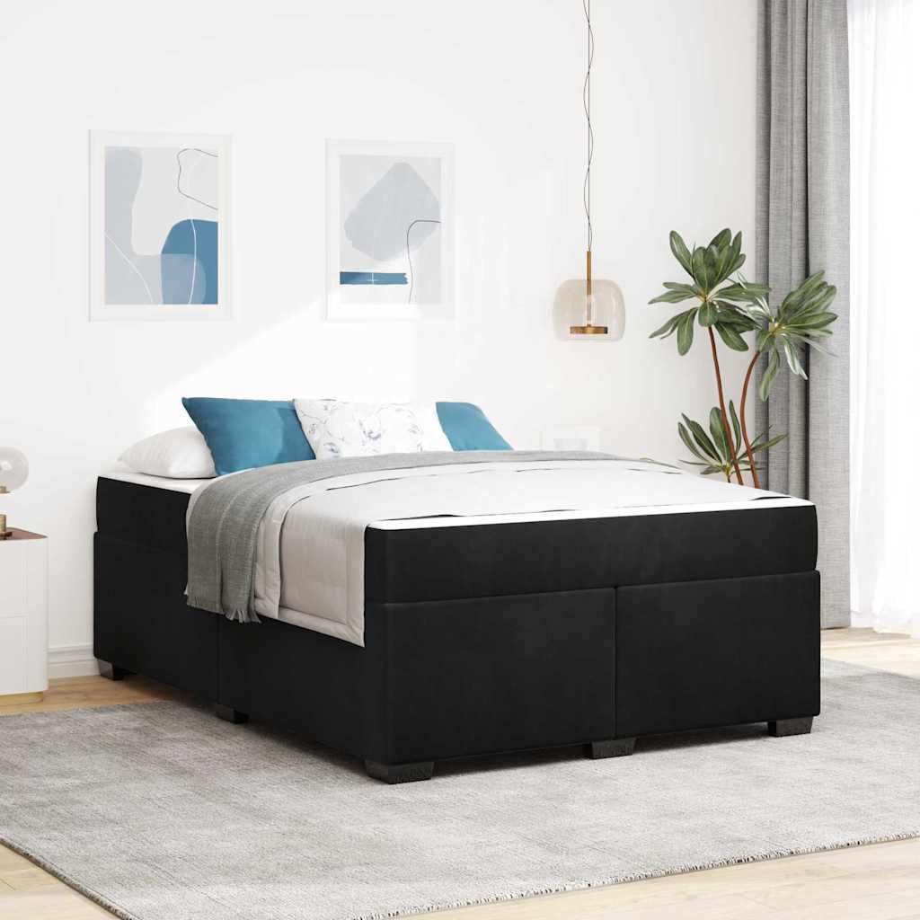 Voodiraam madratsiga Muu Must 160 x 200 cm Samet
