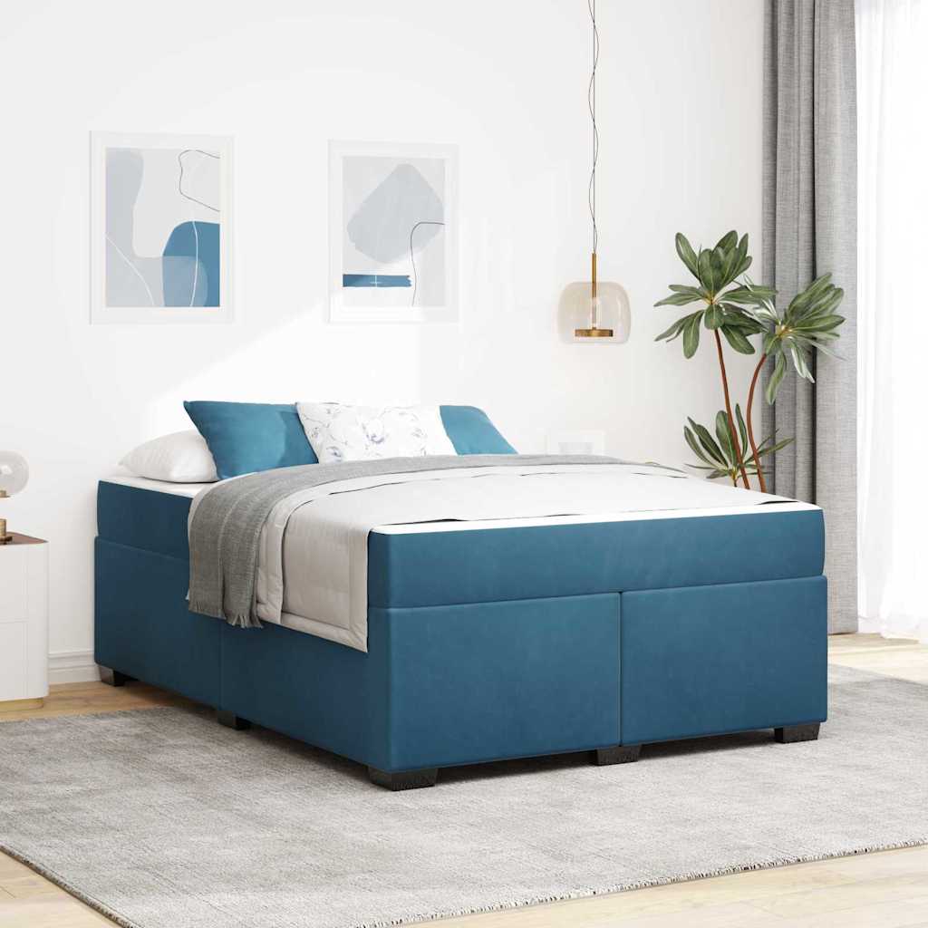 vidaXL Bettgestell Sonstiges Dunkelblau 160 x 200 cm Samt