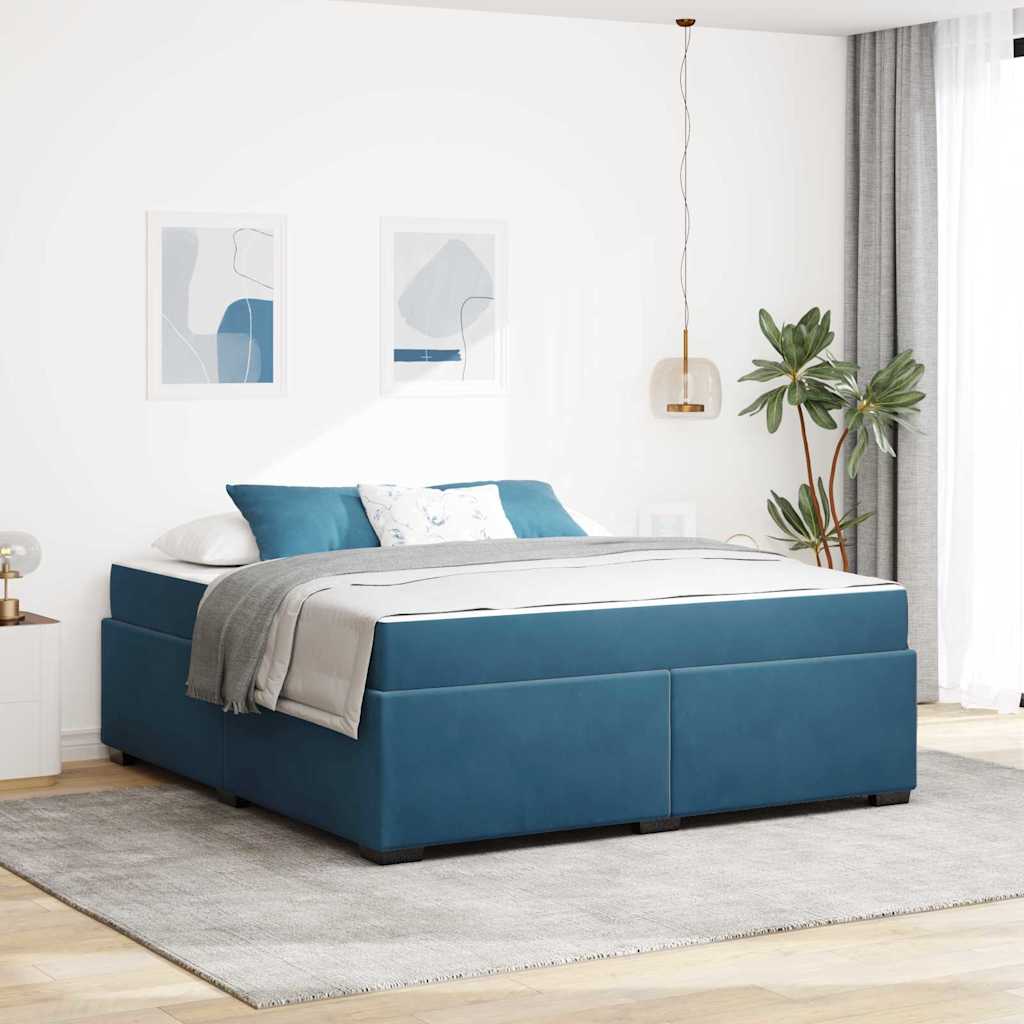 Voodiraam madratsiga Muu Tumesinine 180 x 200 cm Samet