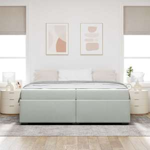Rám postele s matrací Světle šedá 200 x 200 cm textil - obrázek 3