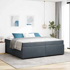 Rám postele s matrací Tmavě šedá 200 x 200 cm textil - obrázek 1