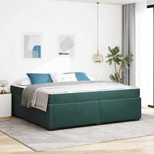 Rám postele s matrací Tmavě zelená 200 x 200 cm textil - obrázek 1