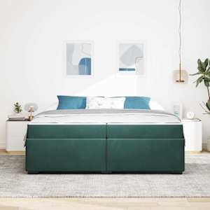 Rám postele s matrací Tmavě zelená 200 x 200 cm textil - obrázek 3