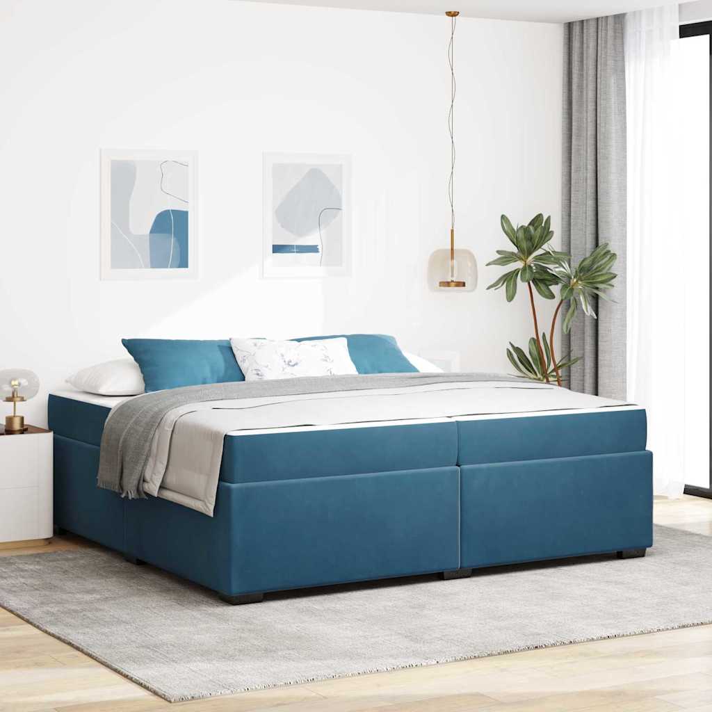 vidaXL Cadru de pat cu saltea Albastru închis 200 x 200 cm Catifea
