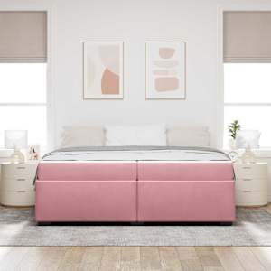 Rám postele s matrací Růžová 200 x 200 cm textil - obrázek 3