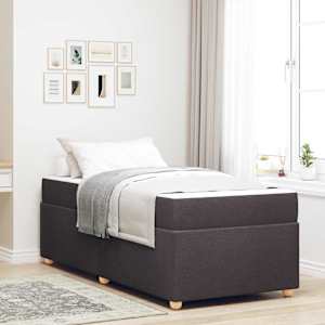 Rám postele s matrací Tmavě hnědá 80 x 200 cm textil - obrázek 1