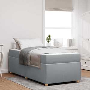 Konstrukcija postelje z vzmetnico Svetlo siva 90 x 190 cm blago