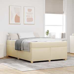 Rám postele s matrací Krémová 160 x 200 cm textil - obrázek 1