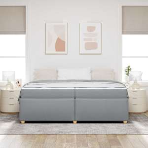 Rám postele s matrací Světle šedá 200 x 200 cm textil - obrázek 3