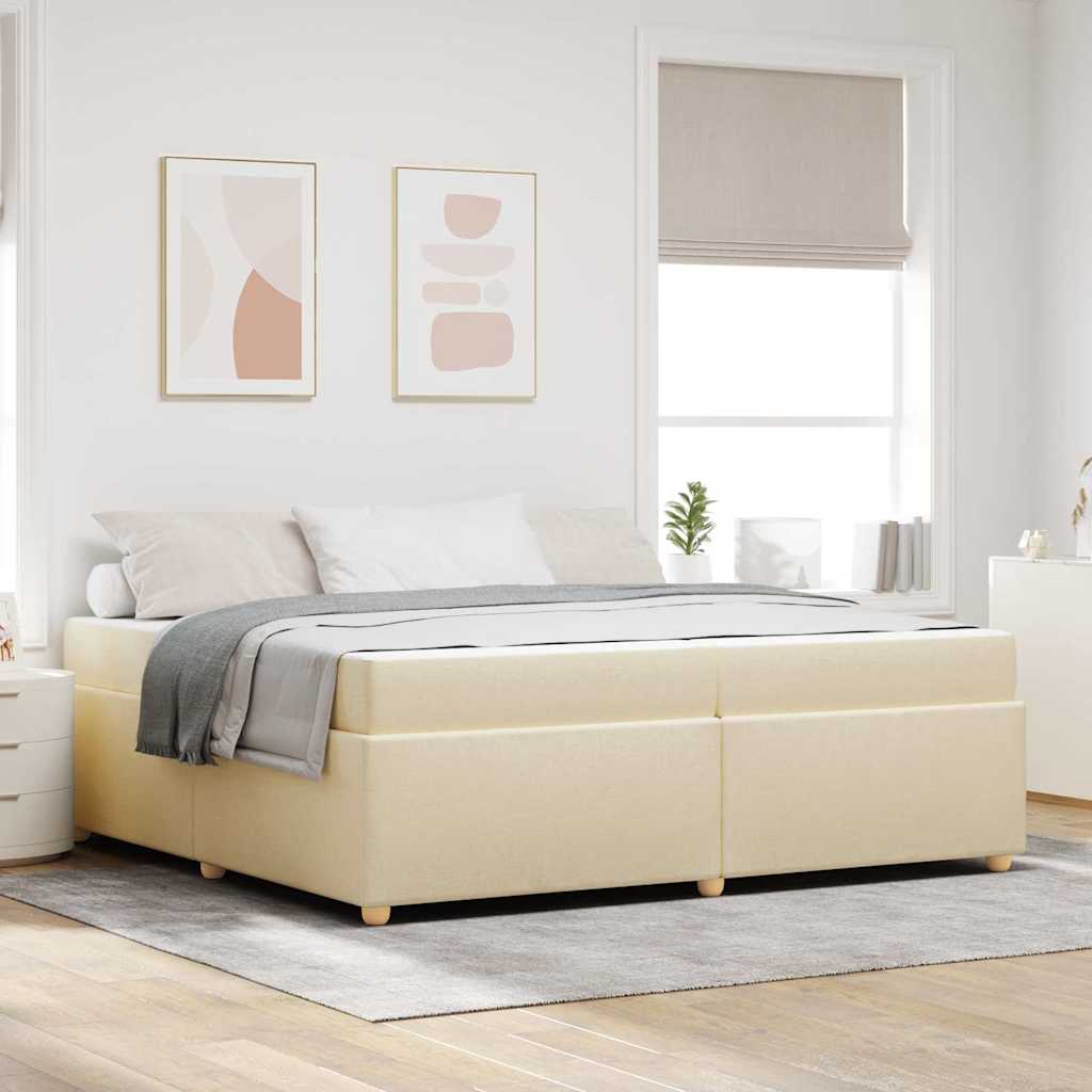 vidaXL Cadru de pat cu saltea cu saltea Crem 200 x 200 cm țesătură