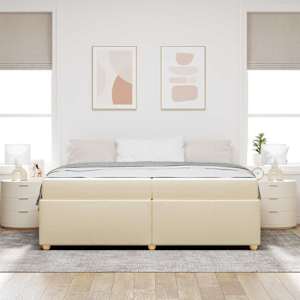 Rám postele s matrací Krémová 200 x 200 cm textil - obrázek 3