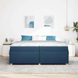 Rám postele s matrací Modrá 200 x 200 cm textil - obrázek 3