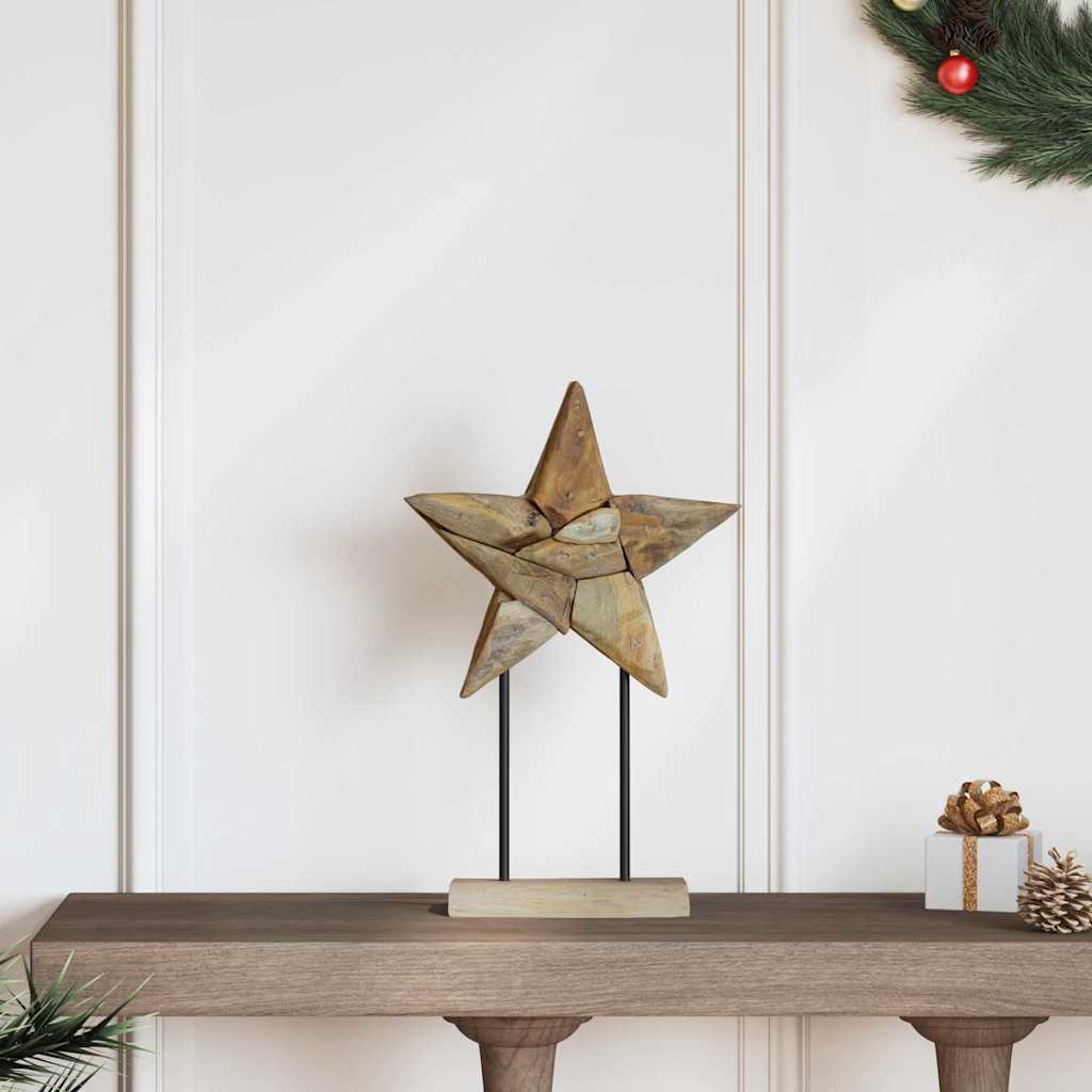 Étoile de Noël Marron 30 x 5 x 45 cm Bois de teck massif