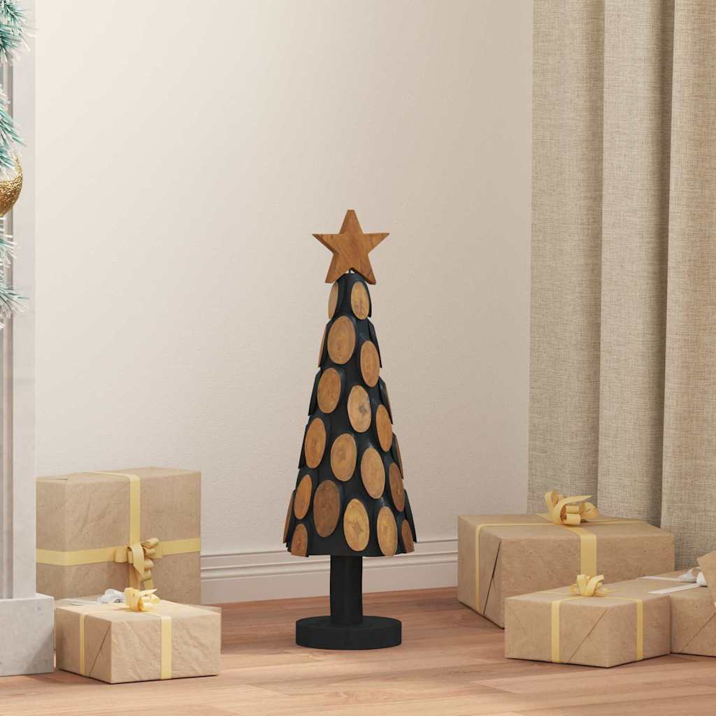 Sapin de Noël avec support Marron 60 cm Bois de teck solide