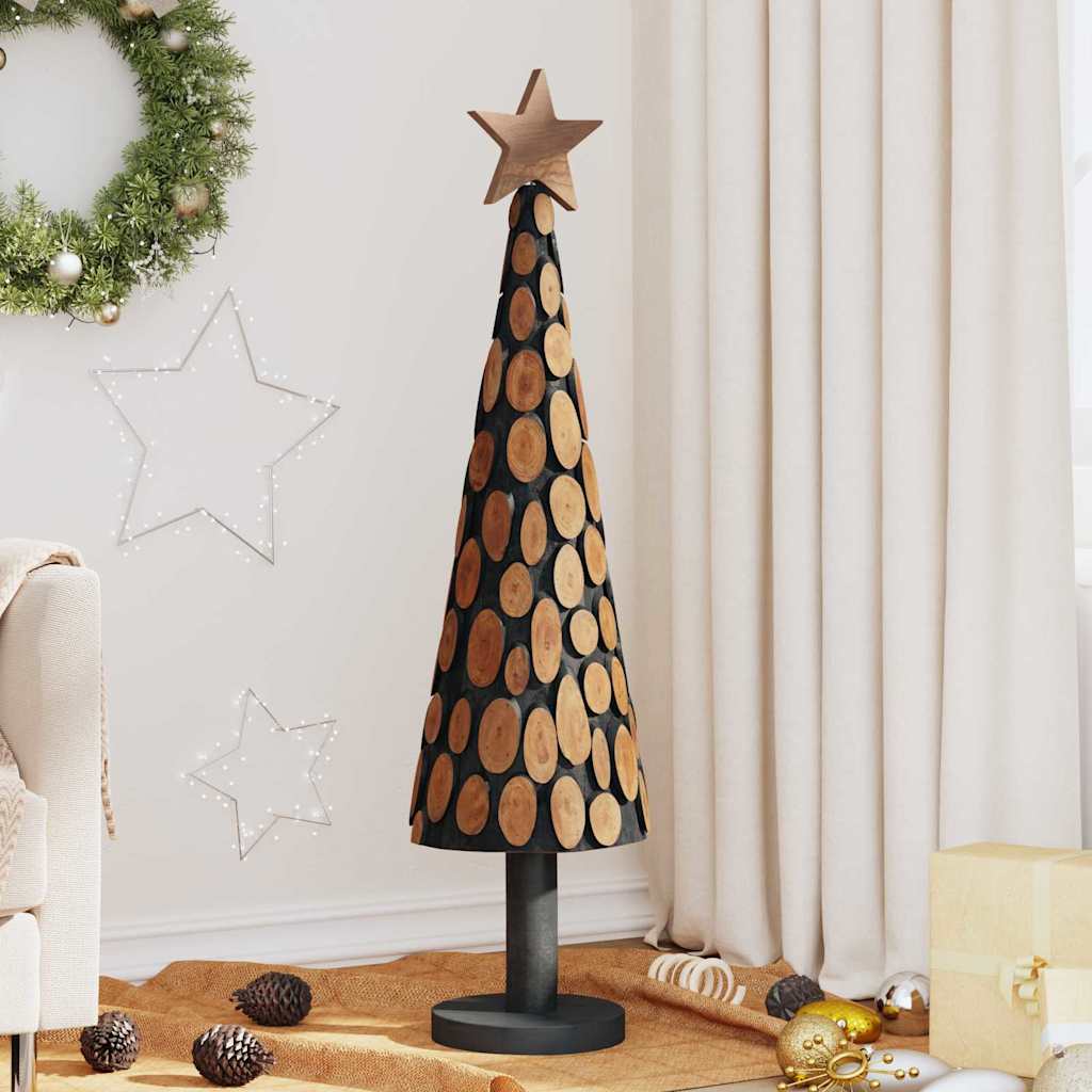 Sapin de Noël avec support Marron 120 cm Bois de teck solide