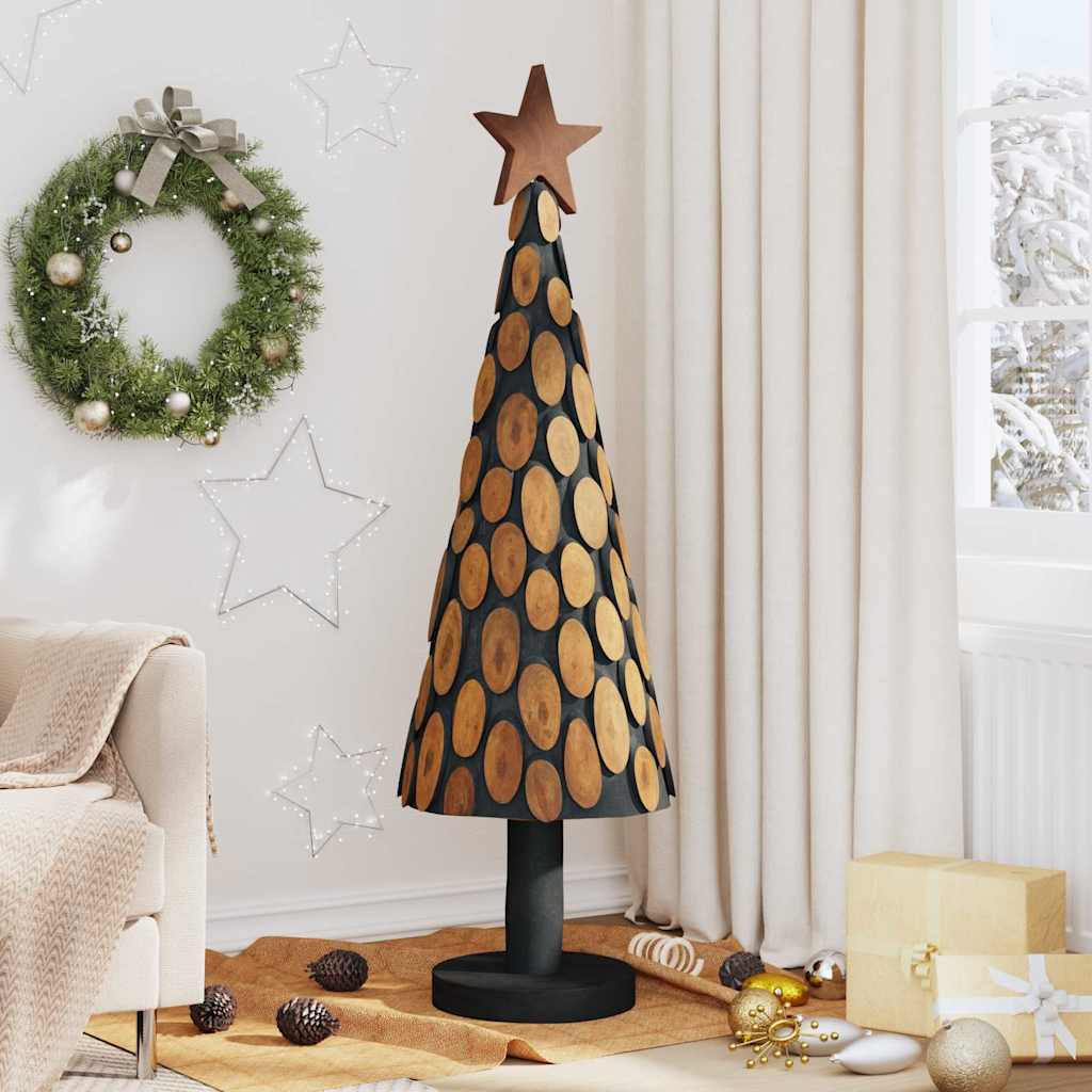 Sapin de Noël avec support Marron 150 cm Bois de teck solide