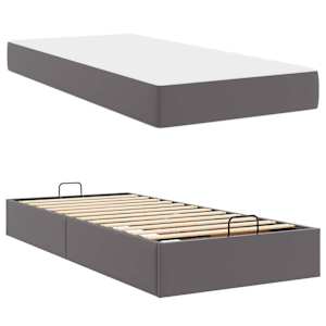 Rám postele s matrací s matrací 2 pcs Šedá PVC - obrázek 5